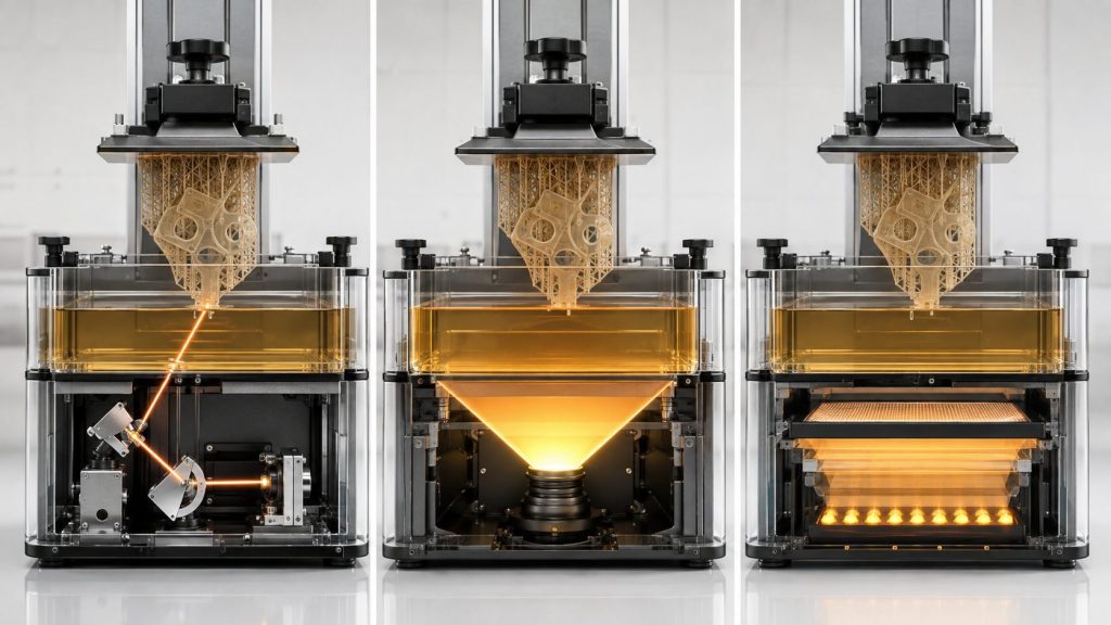 Сравнение технологий фотополимерной 3D-печати: SLA, DLP и LCD (MSLA) в промышленности